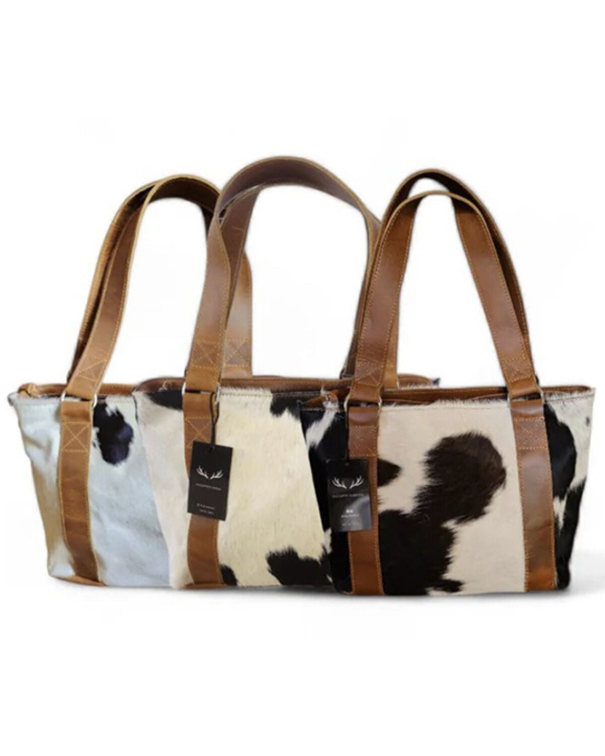 Image #1 - Ranch Junkie Women's Highlands Cowhide Tote Bag, Black/white, hi-res