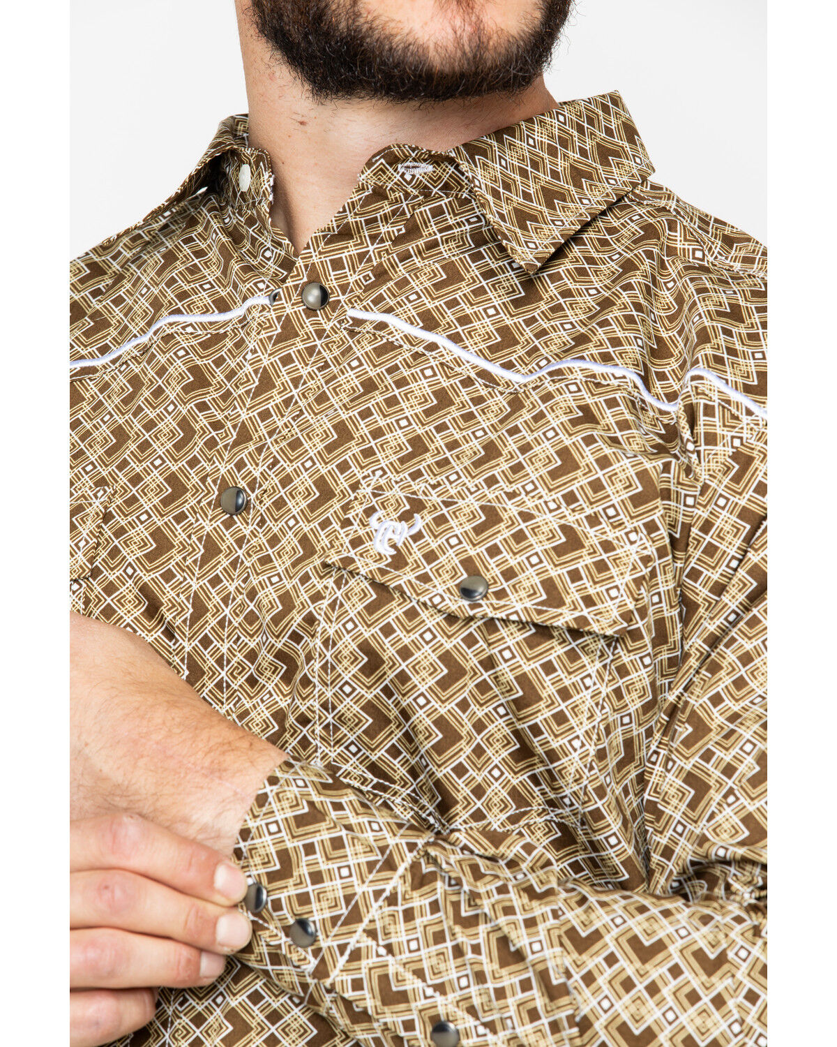 Image #4 - Cowboy Hardware Men's Double Diamond Print Long Sleeve Western Shirt, , hi-res