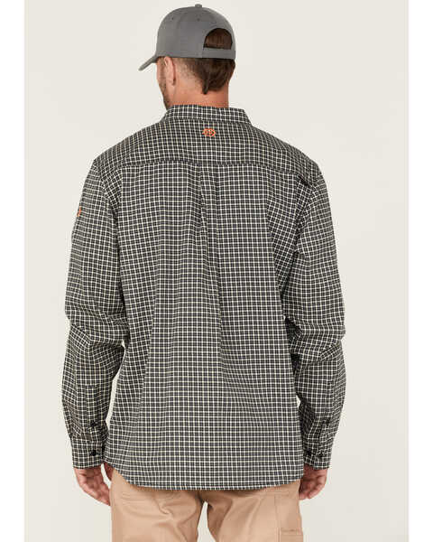 Image #4 - Hawx Men's FR Plaid Print Woven Long Sleeve Button-Down Work Shirt , Navy, hi-res