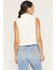 Image #4 - Wrangler Retro Women's Solid Denim Sleeveless Cropped Snap Western Shirt, White, hi-res