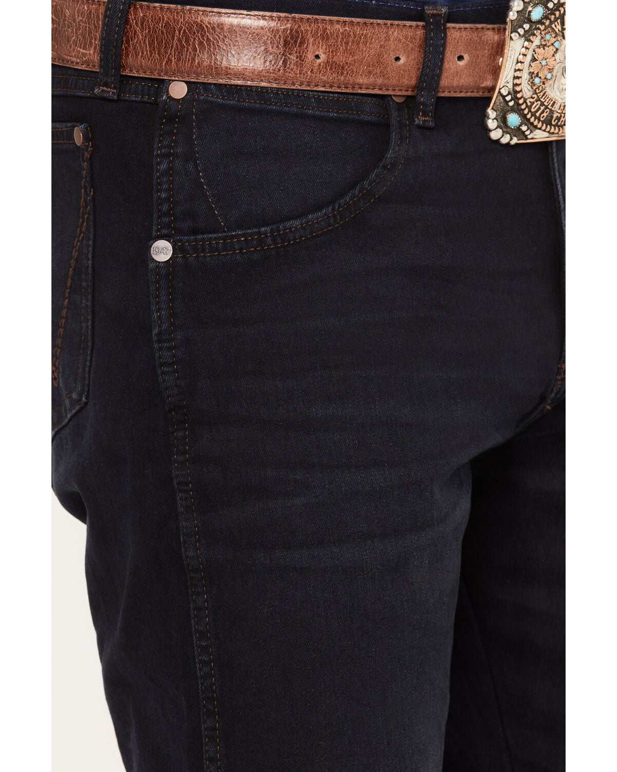Image #2 - Wrangler Retro Men's 77MWZ Wiggins Dark Wash Slim Bootcut Stretch Denim Jeans, Dark Wash, hi-res