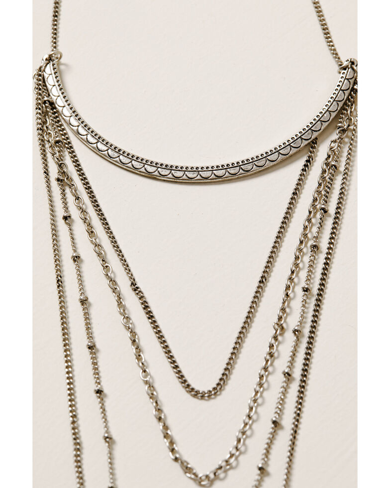 Howard's Women's Multi Row Chain Tassel Necklace, Silver, hi-res