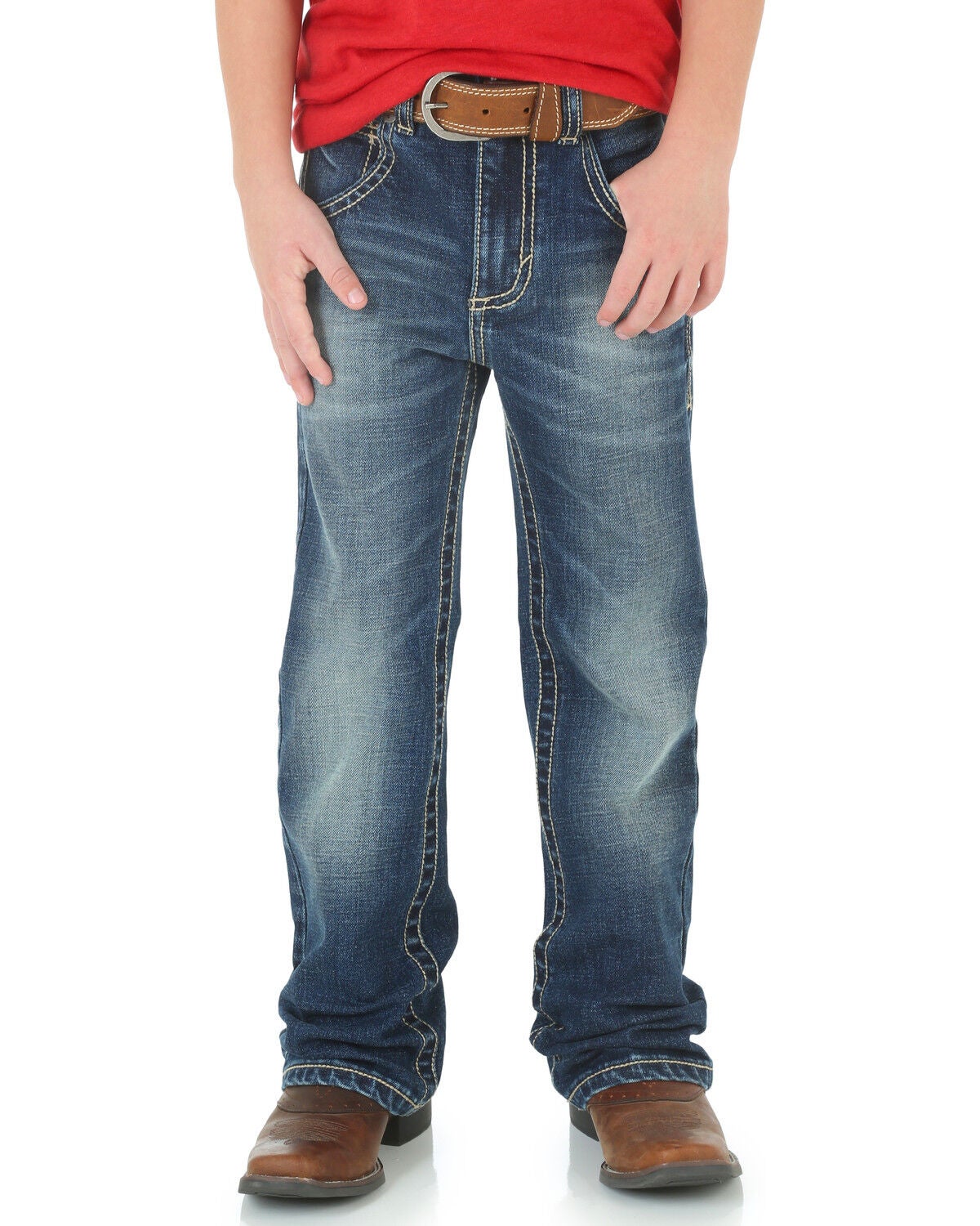 Image #3 - Wrangler 20X Boys' No. 42 Vintage Bootcut Jeans, Blue, hi-res