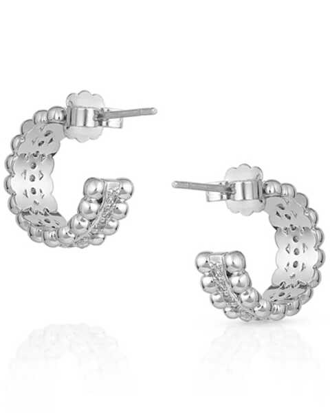 Image #2 - Montana Silversmiths Women's Ropes And Pearls Circular Earrings, Silver, hi-res