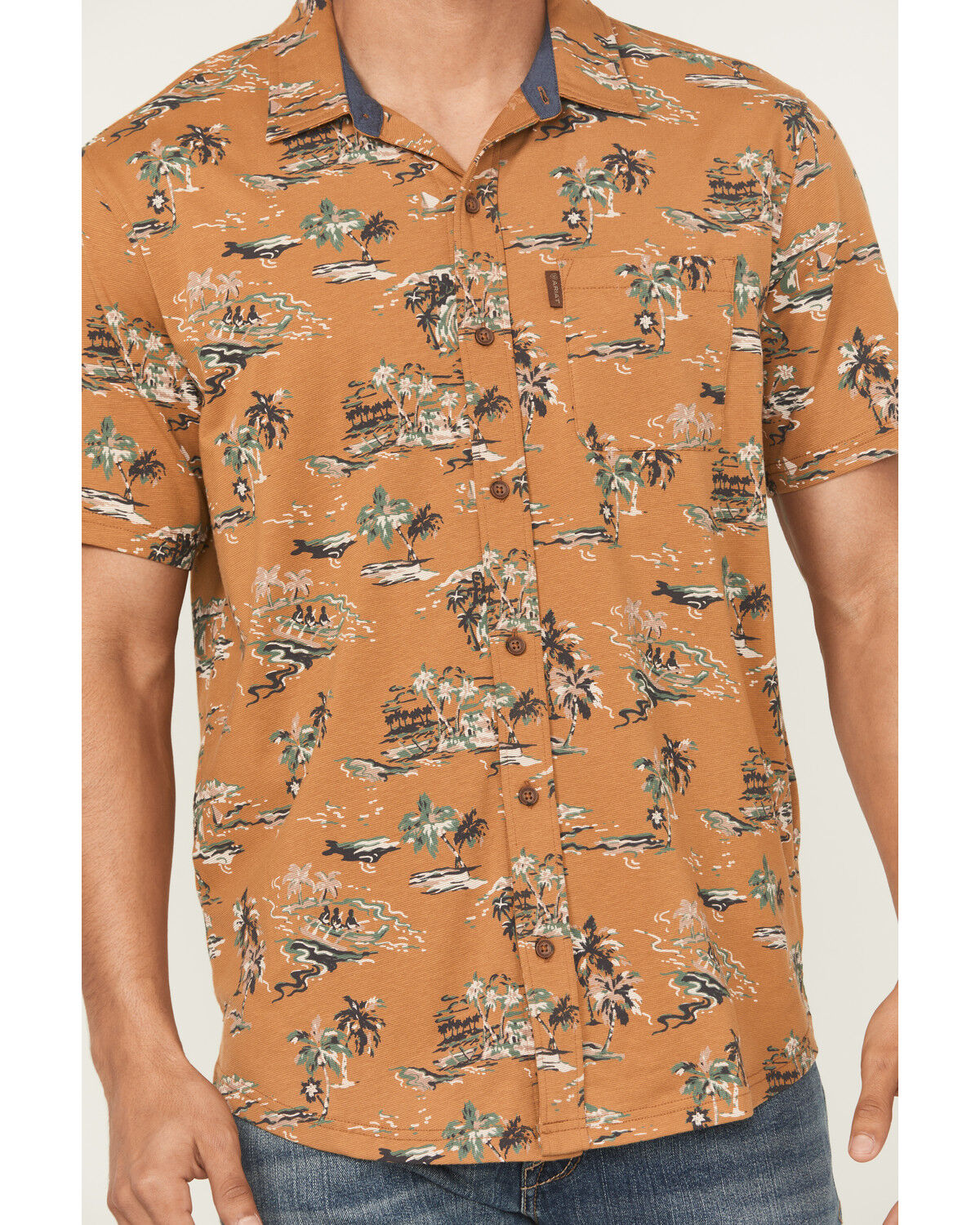 Image #3 - Ariat Men's Retro Short Sleeve Button-Down Stretch Western Shirt, Cognac, hi-res