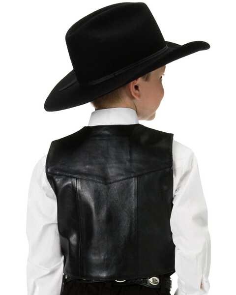 Roper Kids' Lambskin Leather Vest - 7-14, Black, hi-res