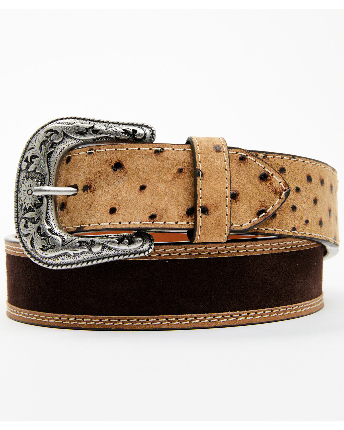 Image #1 - Roper Women's Ostrich Tab Basic Belt, Cognac, hi-res