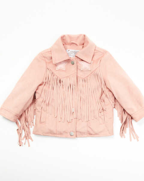 Fornia Toddler Girls' Star Patch Fringe Jacket, Light Pink, hi-res