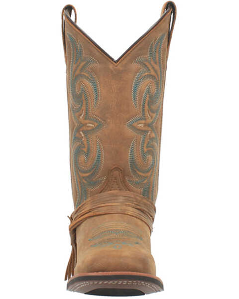 Image #4 - Laredo Women's Tan Turquoise Stitching Western Boots - Square Toe, Brown, hi-res