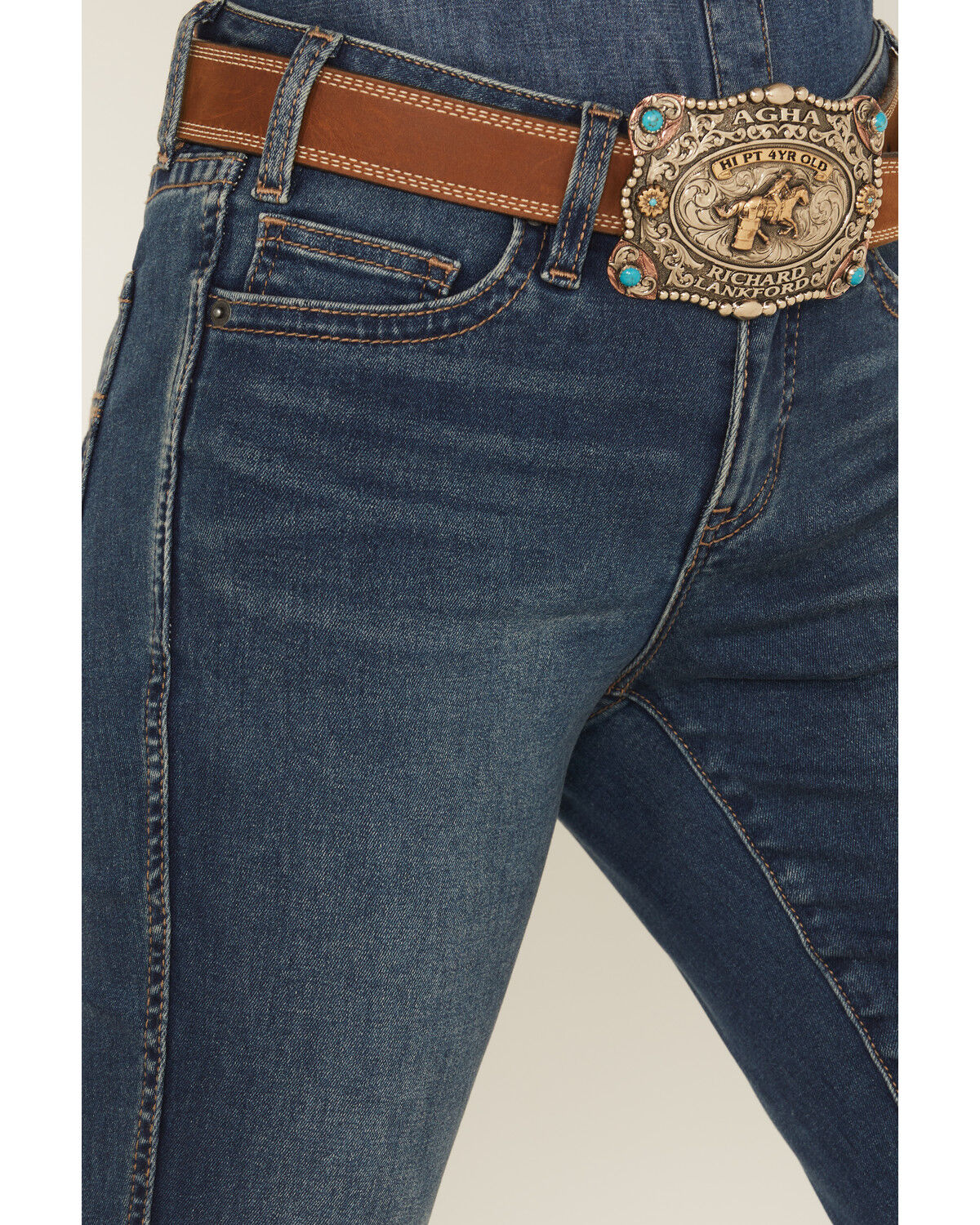 Image #2 - Rock & Roll Denim Women's Medium Wash Mid Rise Bootcut Stretch Denim Jeans, Medium Wash, hi-res