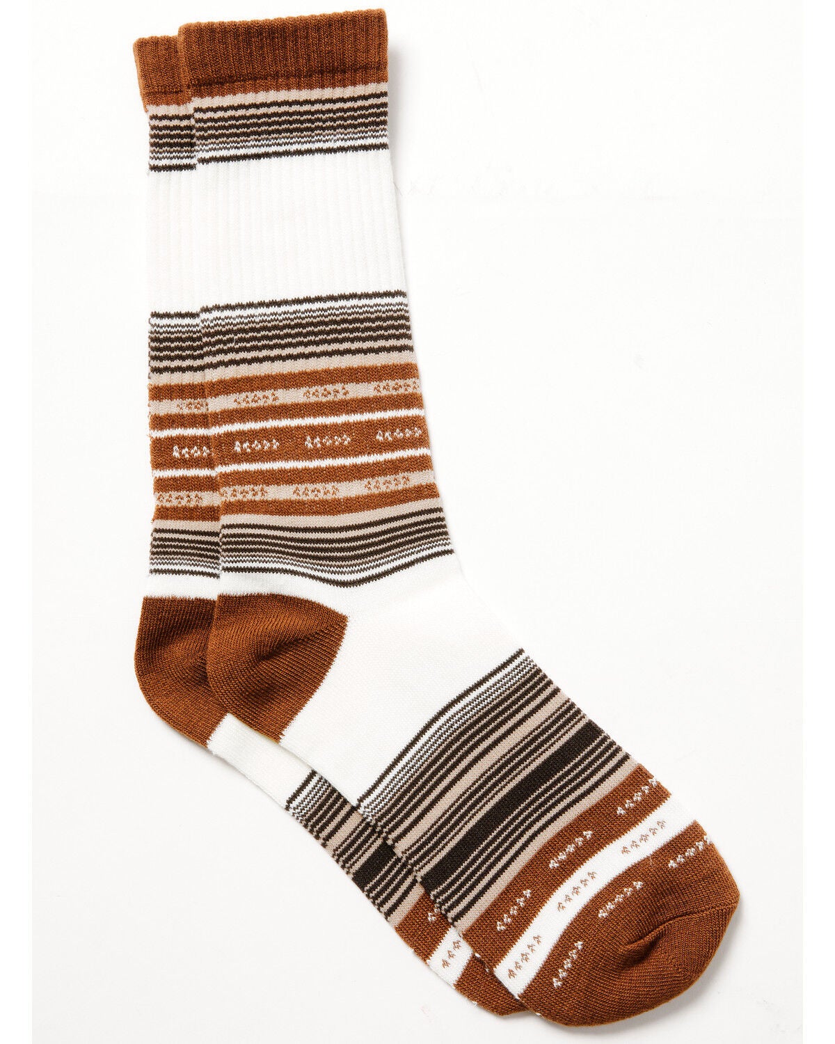 Image #1 - Cody James Men's Rio Southwester Stripe Print Crew Socks, Brown, hi-res