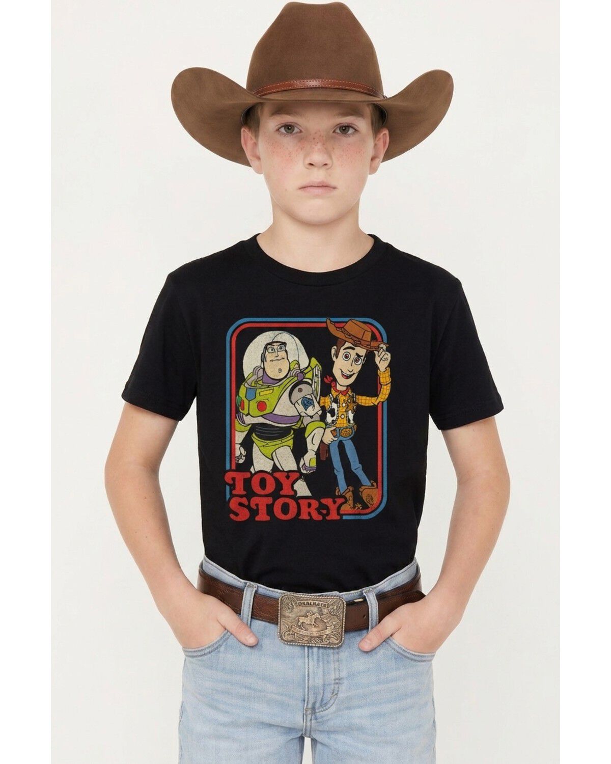Image #1 - Toy Story Boys' Storybook Short Sleeve Graphic T-Shirt, Black, hi-res