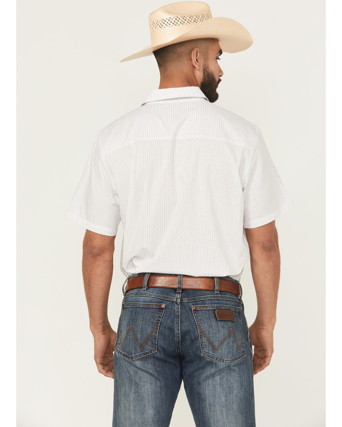 Image #4 - Gibson Trading Co Men's Pool Shark Geo Print Short Sleeve Button-Down Stretch Western Shirt, White, hi-res