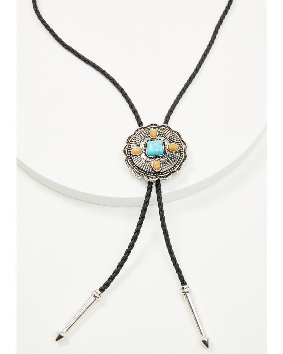 Shyanne Women's Concho Bolo Tie, Silver, hi-res
