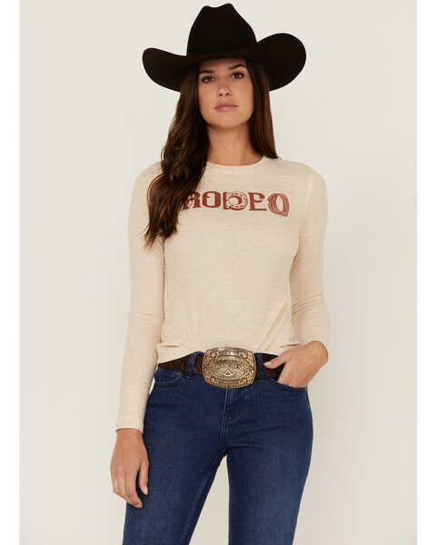 RANK 45 Women's Rodeo Graphic Long Sleeve Thermal Top , Ivory, hi-res