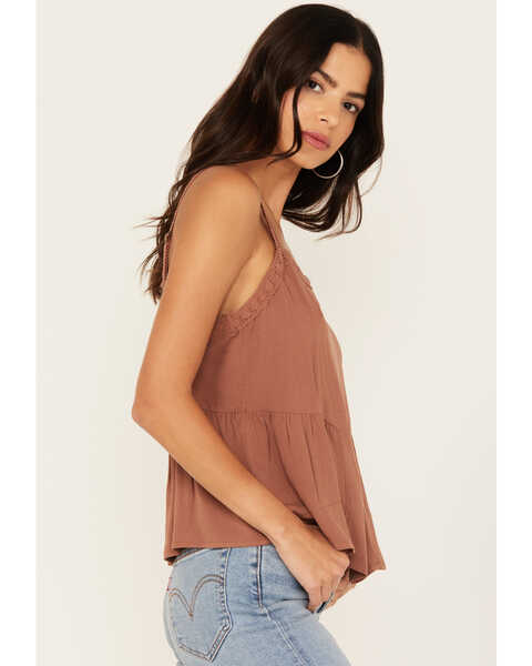 Image #2 - Cleo + Wolf Women's Cropped Strappy Peplum Top, Coffee, hi-res