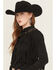 Image #2 - Idyllwind Women's McKinney Faux Suede Long Sleeve Fringe Top, Black, hi-res