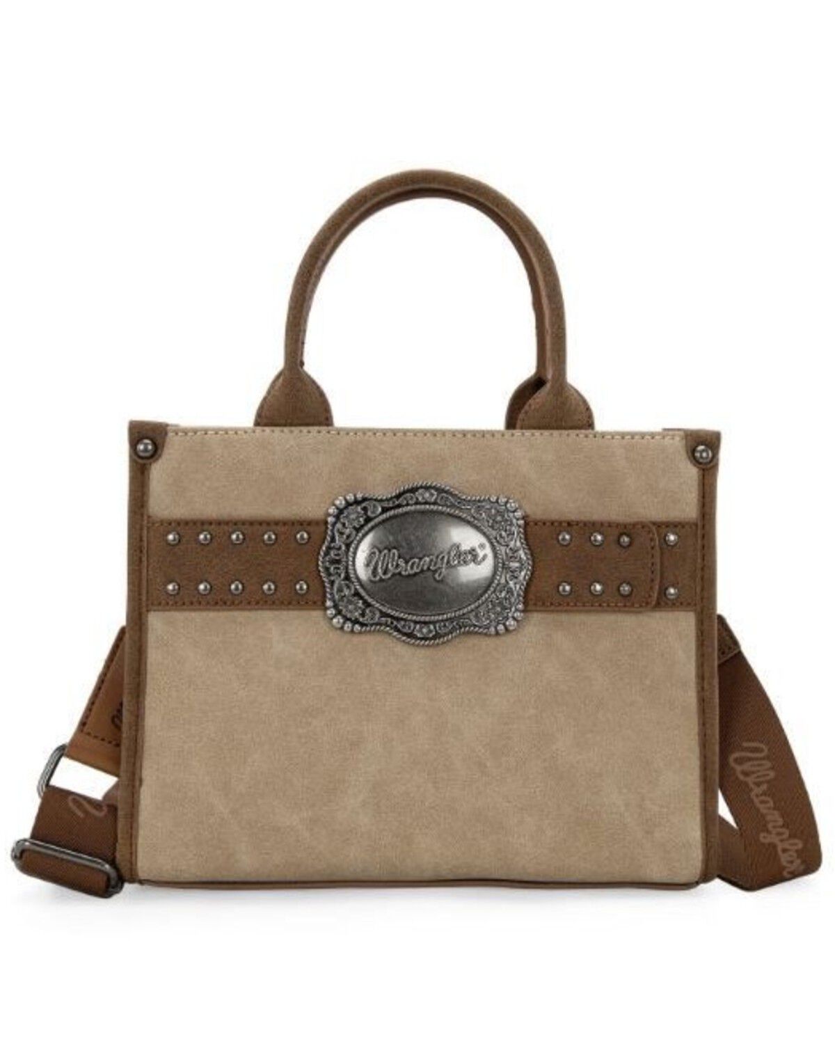 Wrangler Women's Buckle Tote Crossbody Bag, Tan, hi-res
