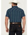 Image #4 - Panhandle Men's Southwestern Print Short Sleeve Pearl Snap Performance Western Shirt, Dark Blue, hi-res