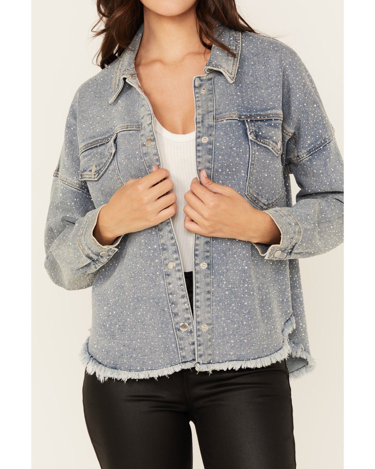 Image #3 - Veveret Women's Embellished Denim Jacket, , hi-res