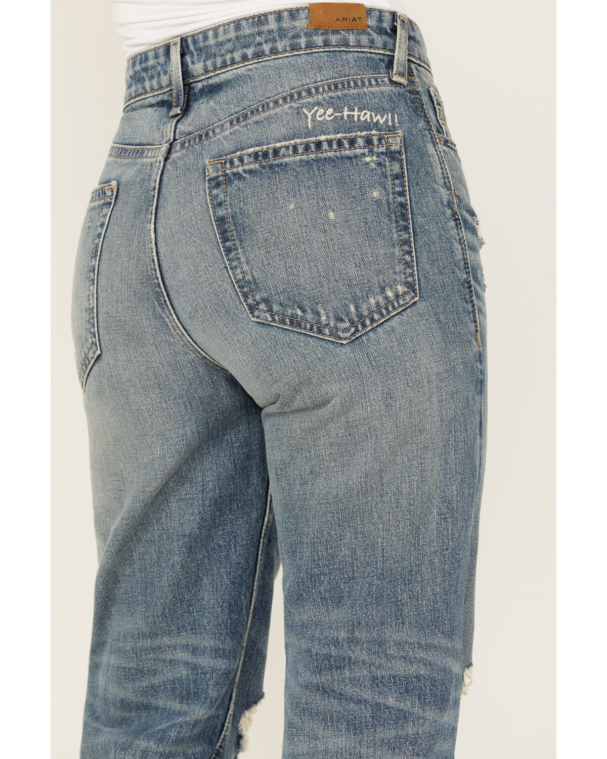 Image #4 - Ariat Women's Medium Wash Ultra High Rise Tomboy Relaxed Straight Jeans, , hi-res