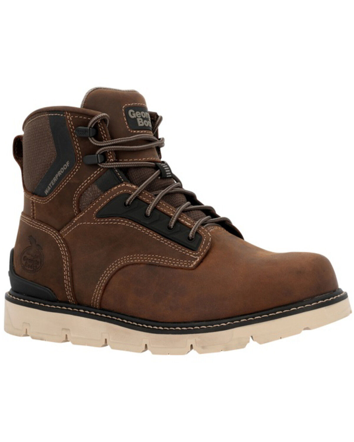 Image #1 - Georgia Men's 6" Carbon Flex Wedge Waterproof Work Boots - Carbon Toe, Brown, hi-res