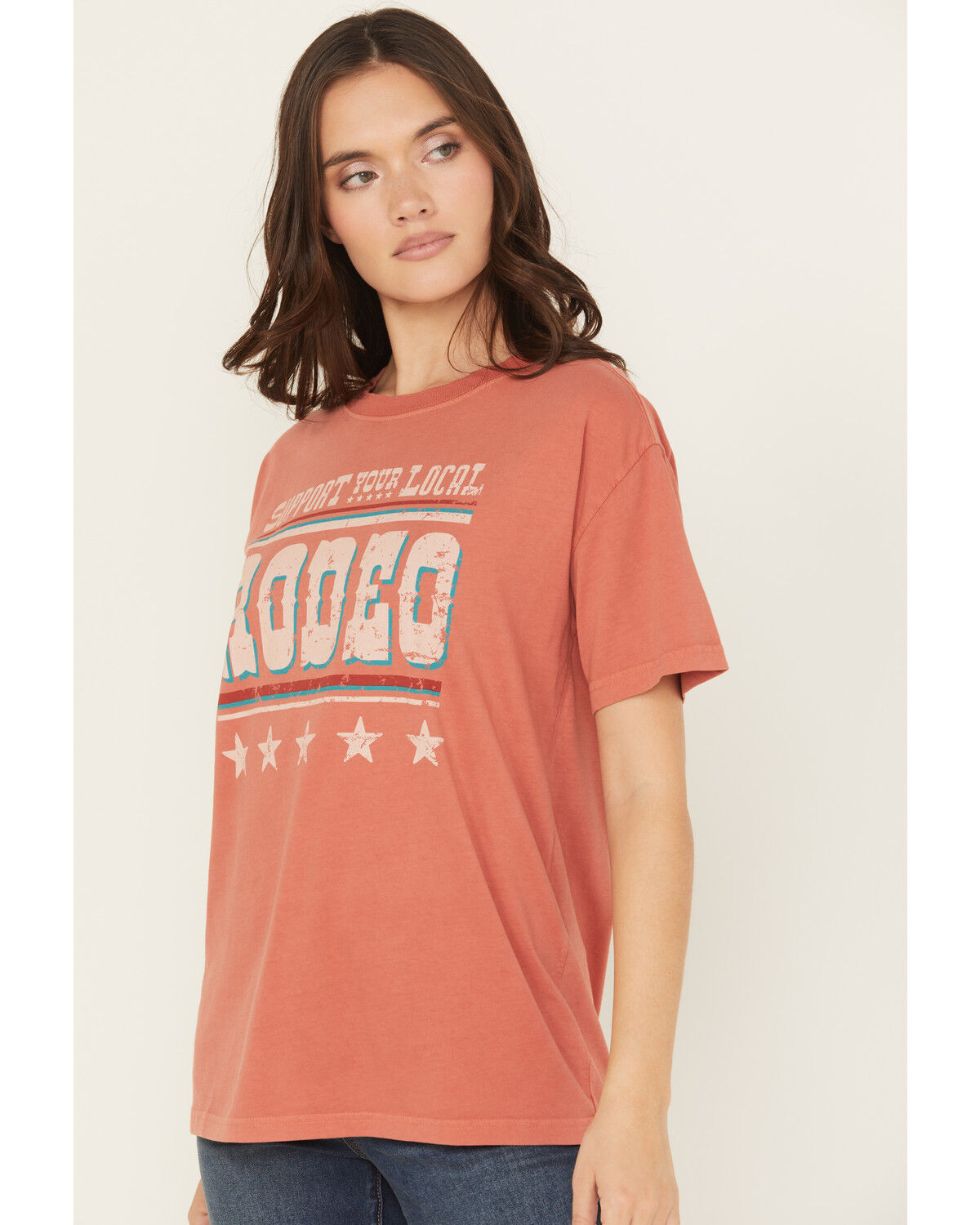 Image #2 - Shyanne Women's Support Your Local Rodeo Short Sleeve Boyfriend Graphic Tee, Red, hi-res