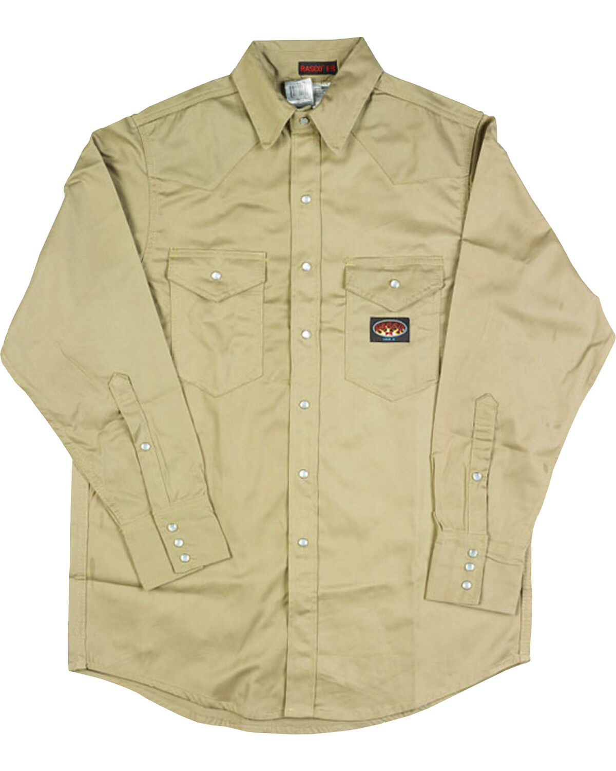 Image #1 - Rasco Men's FR Long Sleeve Snap Work Shirt - Tall, Beige/khaki, hi-res