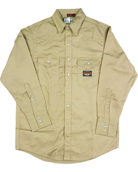 Image #1 - Rasco Men's FR Long Sleeve Snap Work Shirt - Tall, Beige/khaki, hi-res