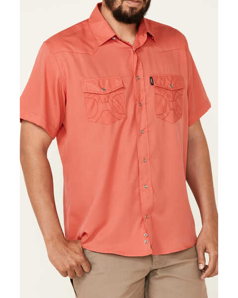 Image #3 - Hooey Men's Solid Habitat Sol Short Sleeve Pearl Snap Western Shirt , Pink, hi-res