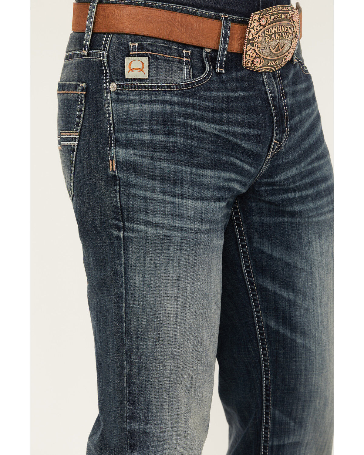 Image #2 - Cinch Men's Jesse Dark Stonewash Tint Slim Straight Performance Stretch Denim Jeans, Dark Wash, hi-res