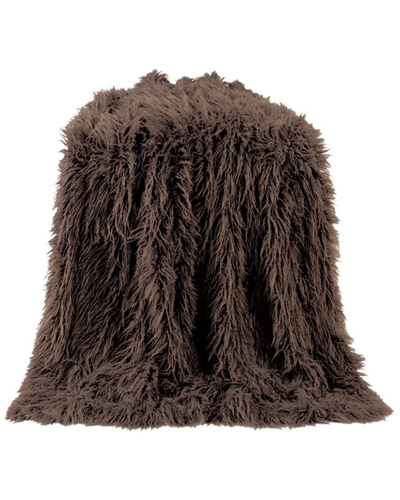 Hiend Accents Chocolate Mongolian Faux Fur Throw Blanket Country