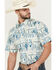 Image #2 - Roper Men's West Made Print Short Sleeve Snap Western Shirt, Cream, hi-res