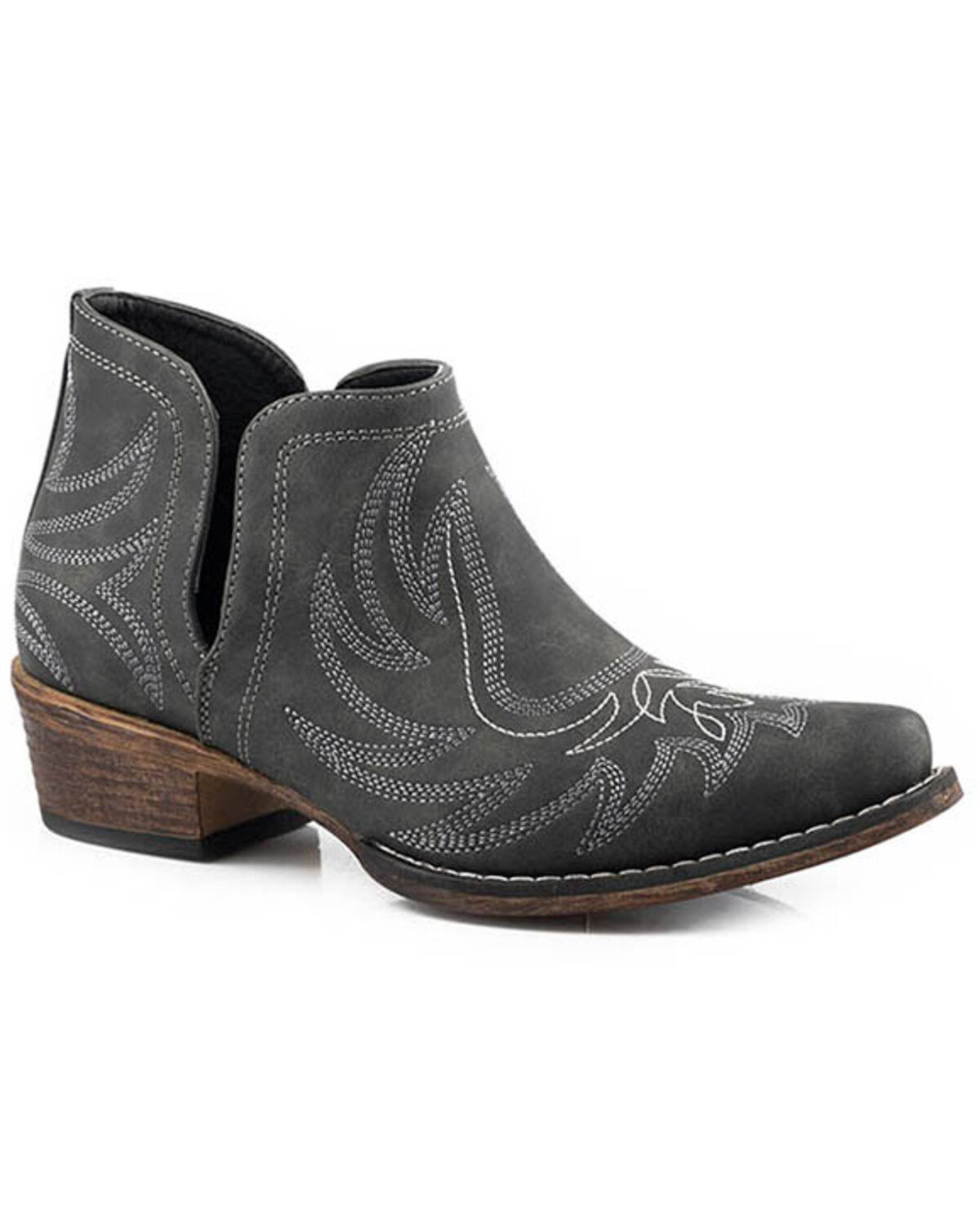 Image #1 - Roper Women's Ava Western Booties - Snip Toe, Charcoal, hi-res