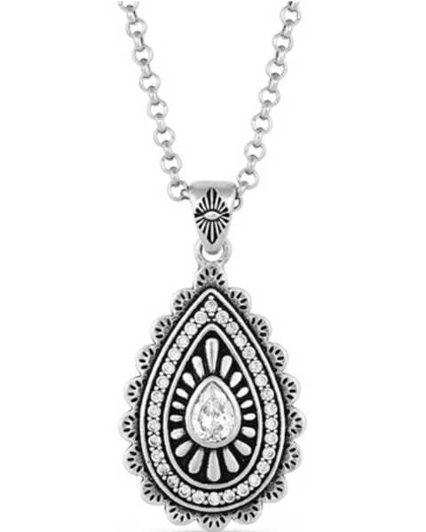 Image #1 - Montana Silversmiths Women's Purely & Primal Teardrop Silver Necklace, Silver, hi-res