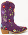 Image #2 - Dingo Girls' Flower Power Suede Western Boots - Snip Toe, Purple, hi-res