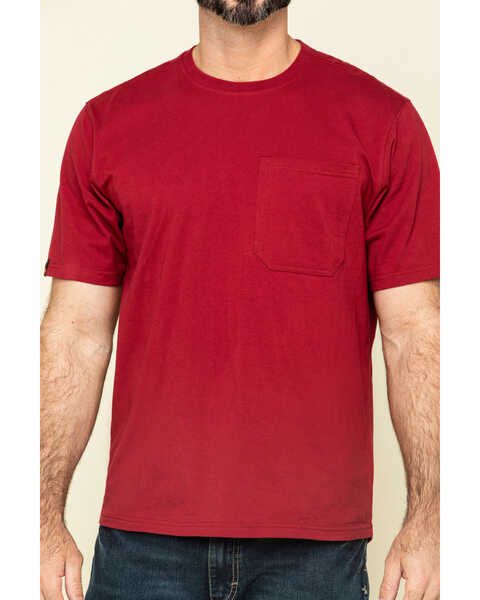 Hawx Men's Red Solid Pocket Short Sleeve Work T-Shirt - Tall , Red, hi-res