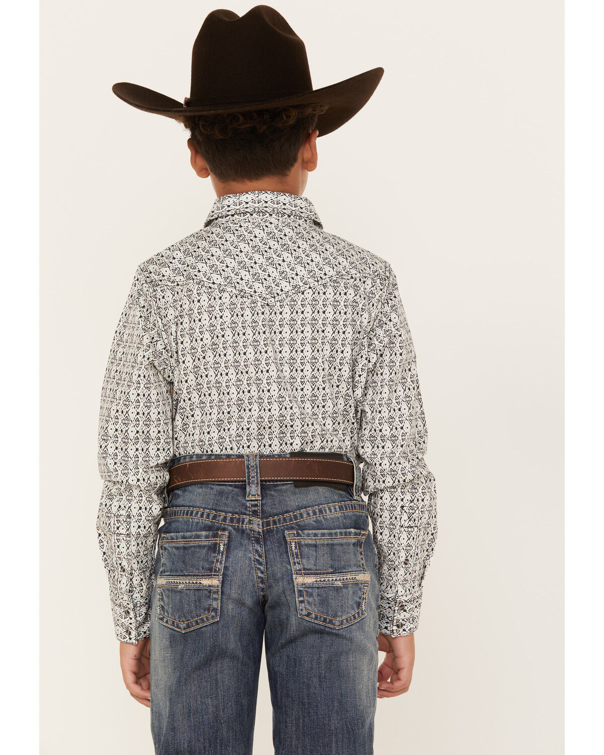 Image #4 - Cody James Boys' Southwestern Print Long Sleeve Western Snap Shirt, Dark Blue, hi-res