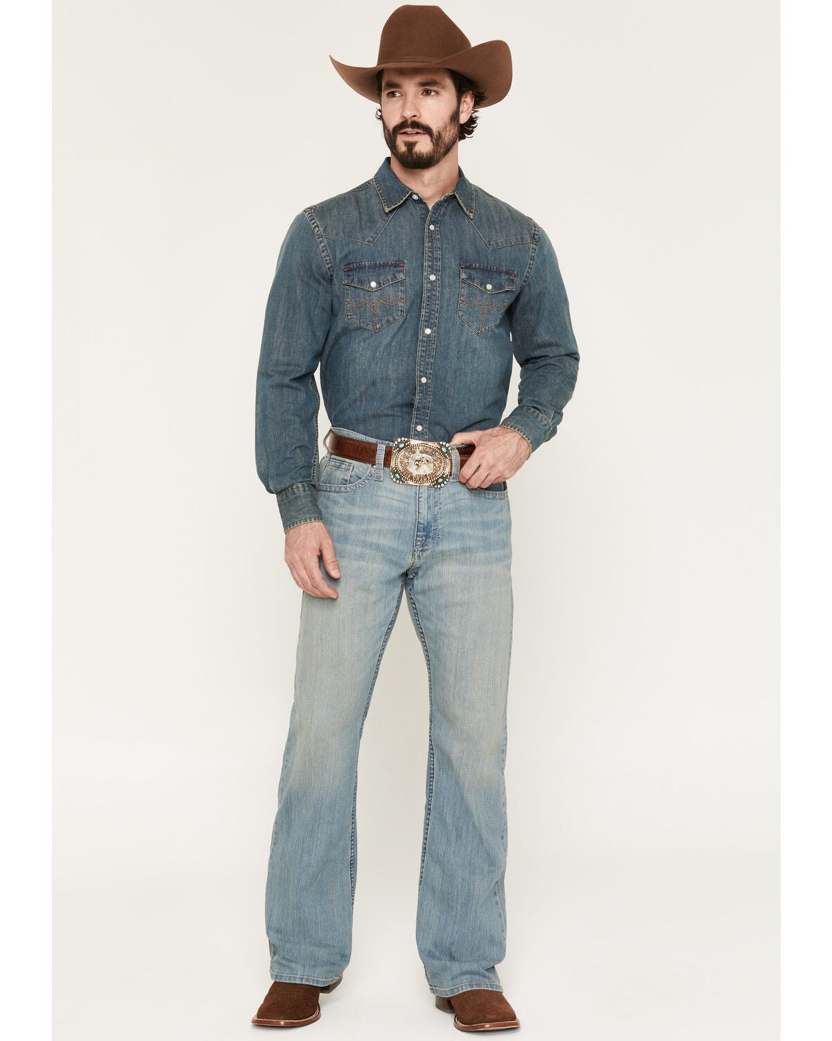 Image #1 - Cody James Men's Hamshackle Wash Duke Relaxed Bootcut Stretch Denim Jeans, Blue, hi-res