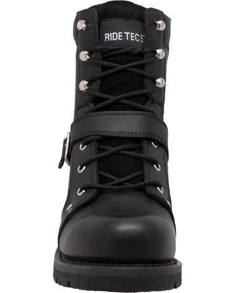Ad Tec Men's 8" Lace Zipper Biker Boots - Soft Toe, Black, hi-res