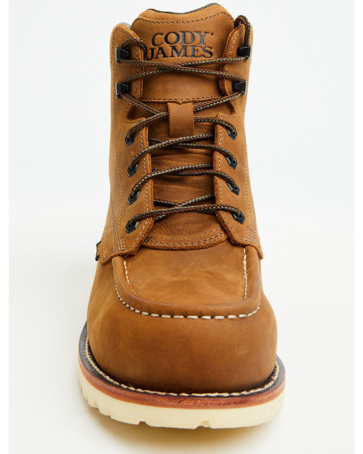 Image #4 - Cody James Men's 6" Lace-Up Moc Work Boots - Steel Toe, Brown, hi-res