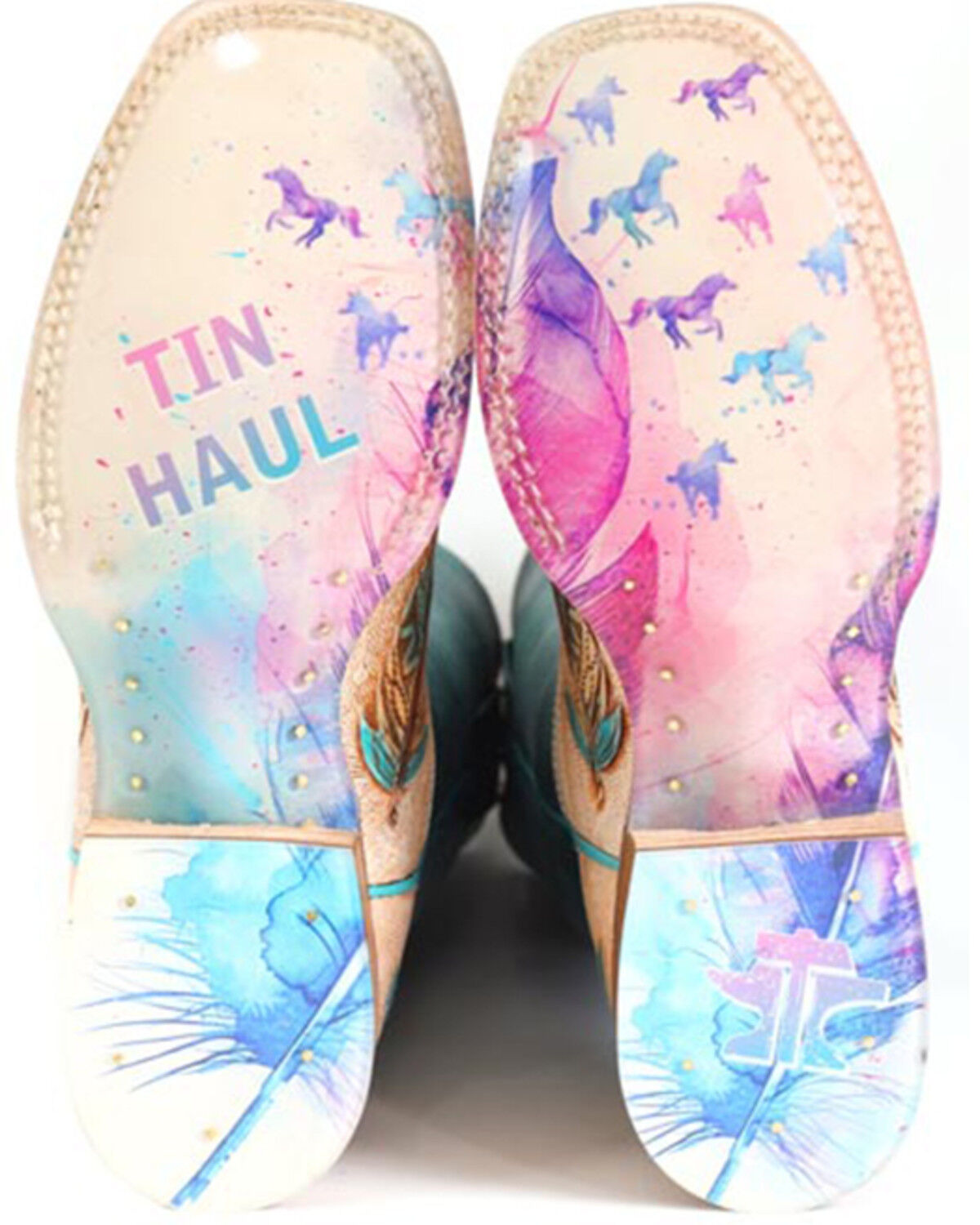 Image #2 - Tin Haul Girls' Birds Of A Feather Western Boots - Broad Square Toe, Tan, hi-res