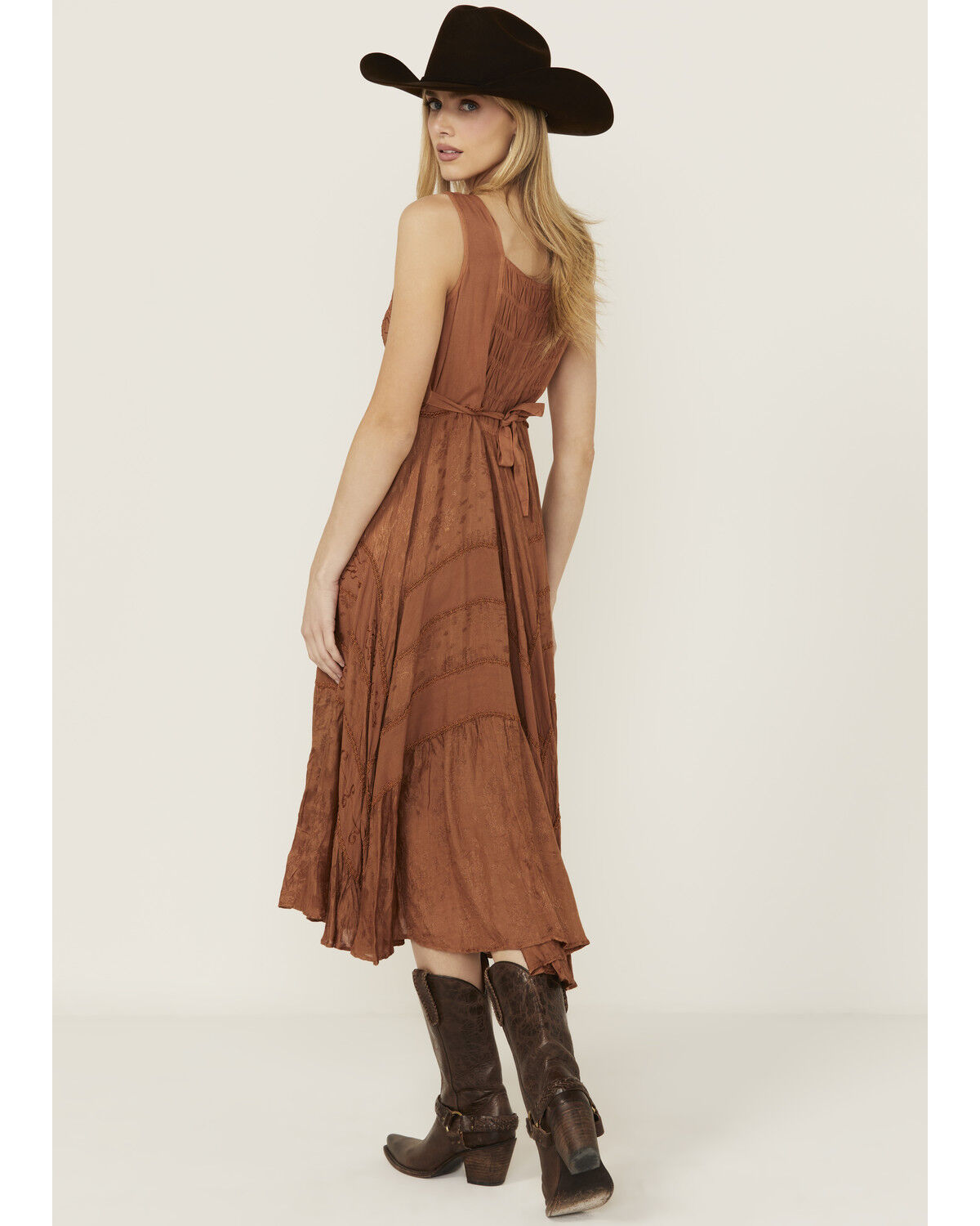 Image #4 - Scully Women's Lace-Up Jacquard Midi Dress, Copper, hi-res
