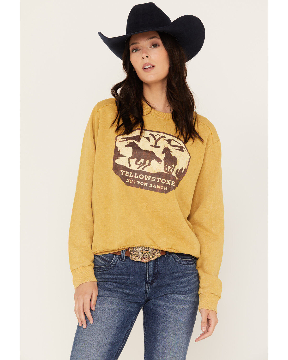 Image #1 - Paramount Network's Yellowstone Women's Dutton Ranch Long Sleeve Raglan Tee, Honey, hi-res