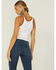 Image #3 - Wild Moss Women's  Ribbed Contrast Lace Tank Top , White, hi-res