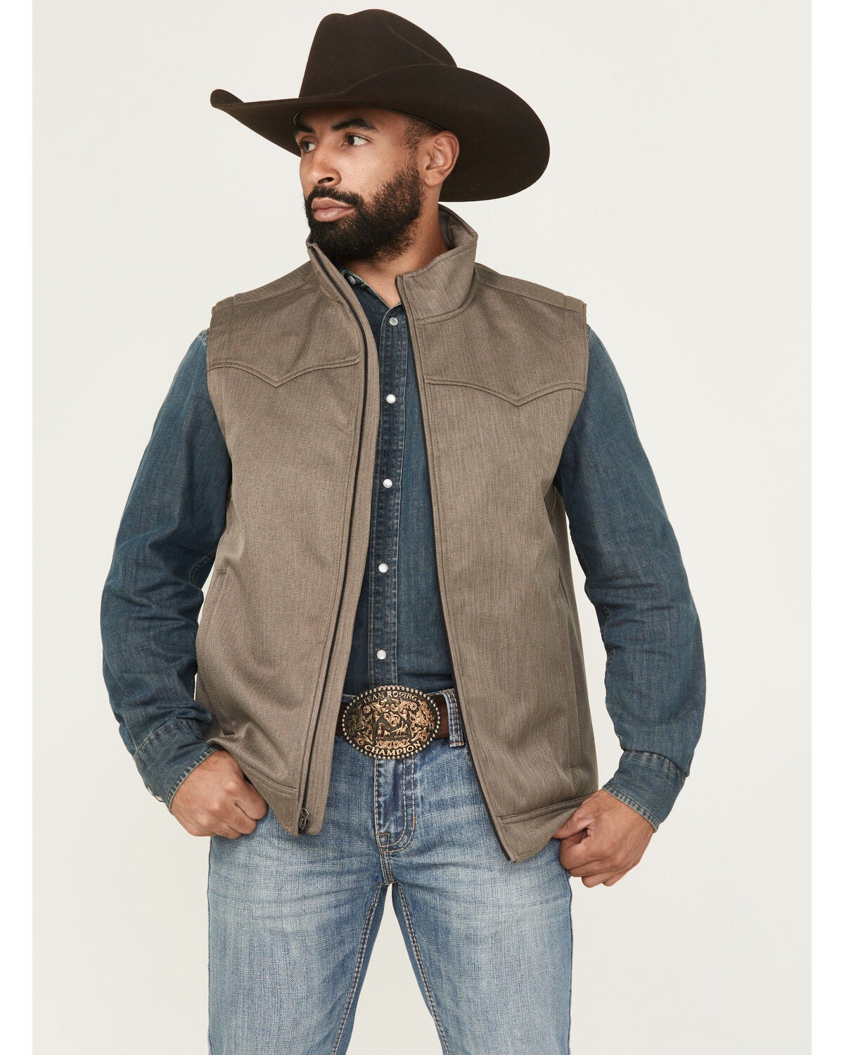 Cinch Men's Bonded Concealed Carry Vest, Brown, hi-res
