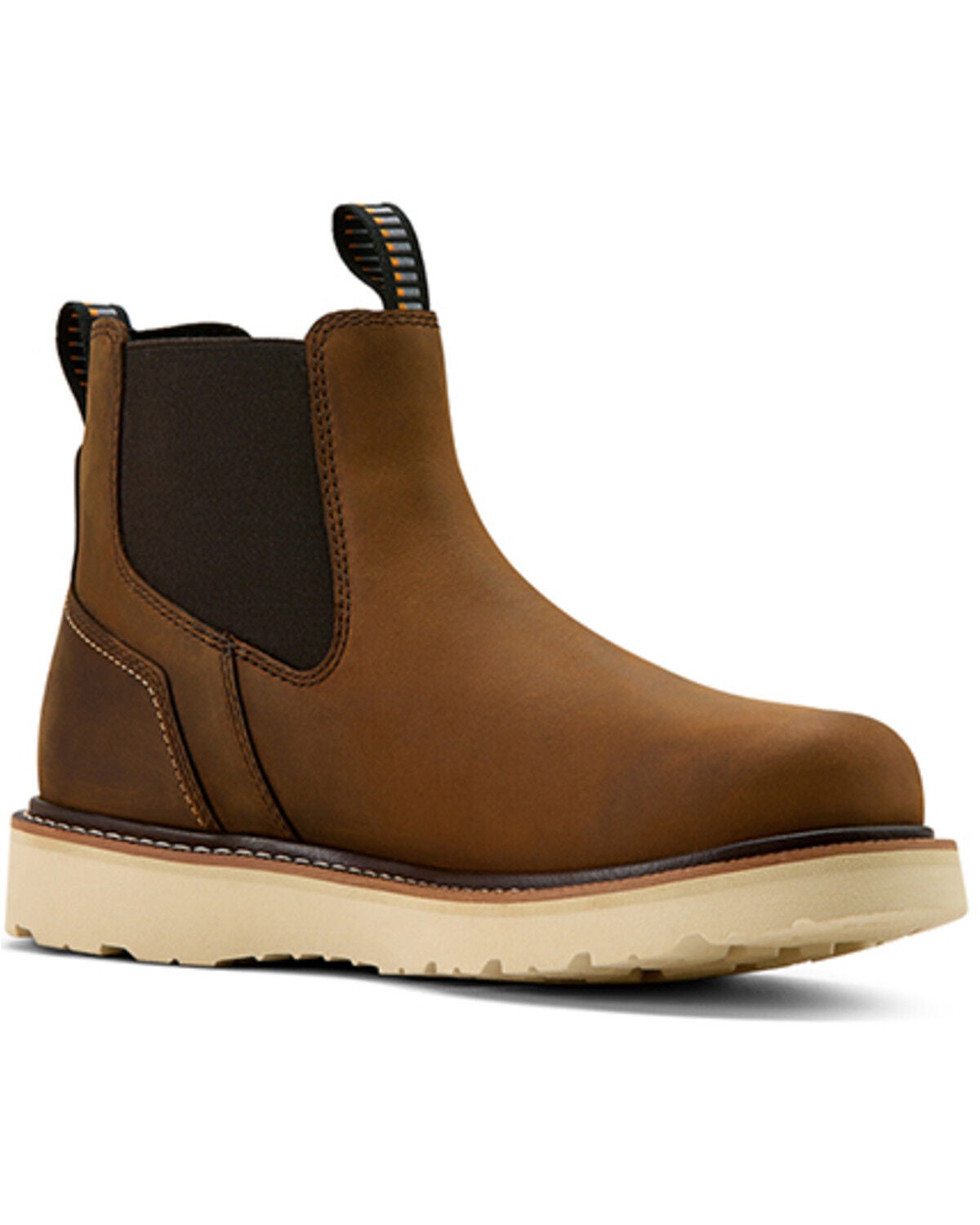 Ariat Men's Rebar Wedge Chelsea Waterproof Work Boots - Soft Toe, Brown, hi-res