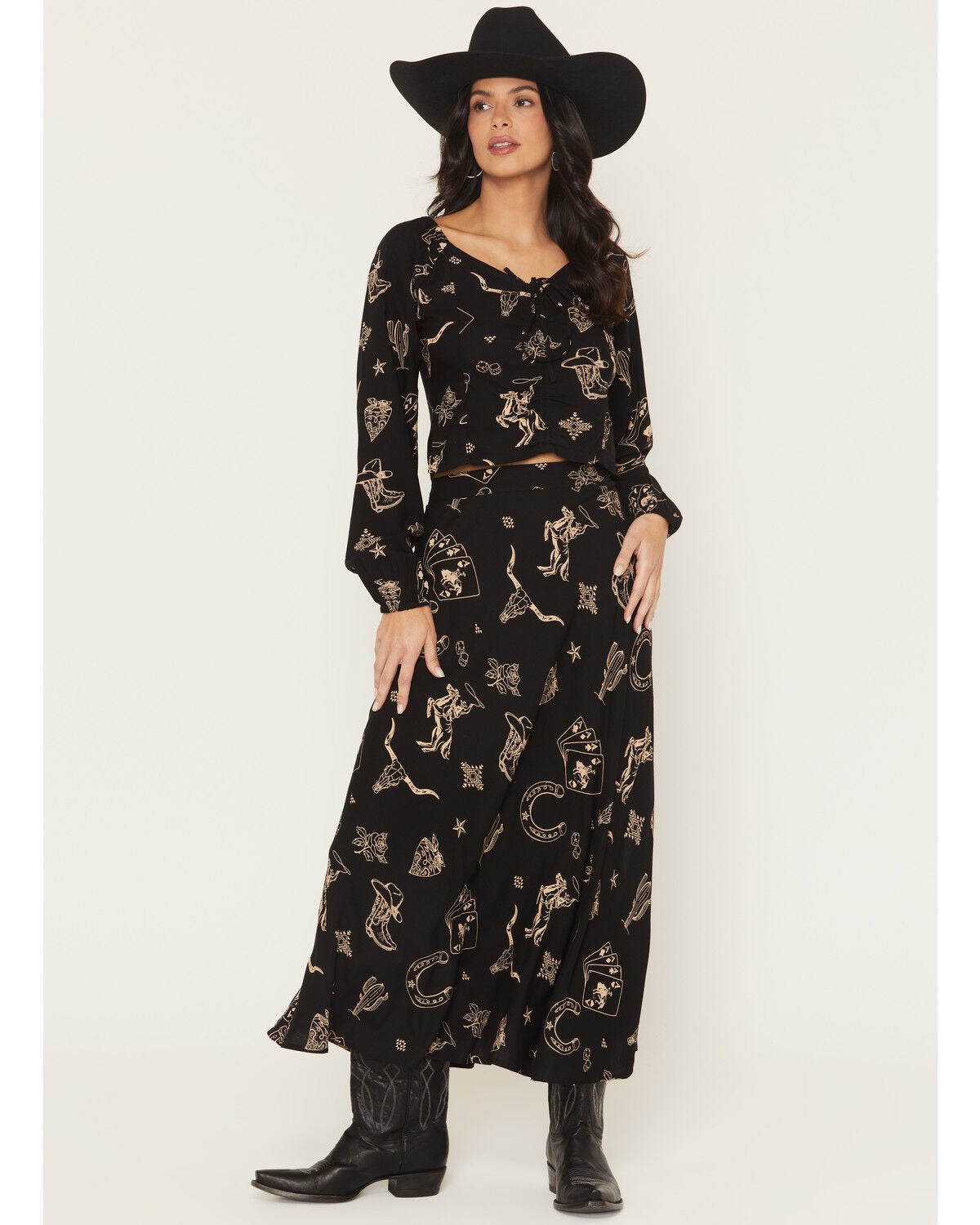 Image #2 - Idyllwind Women's Lutie Conversational Print Midi Skirt, Black, hi-res