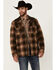 Image #1 - Powder River Outfitters Men's Plaid Print Heavy Brushed Wool Snap Jacket, Brown, hi-res