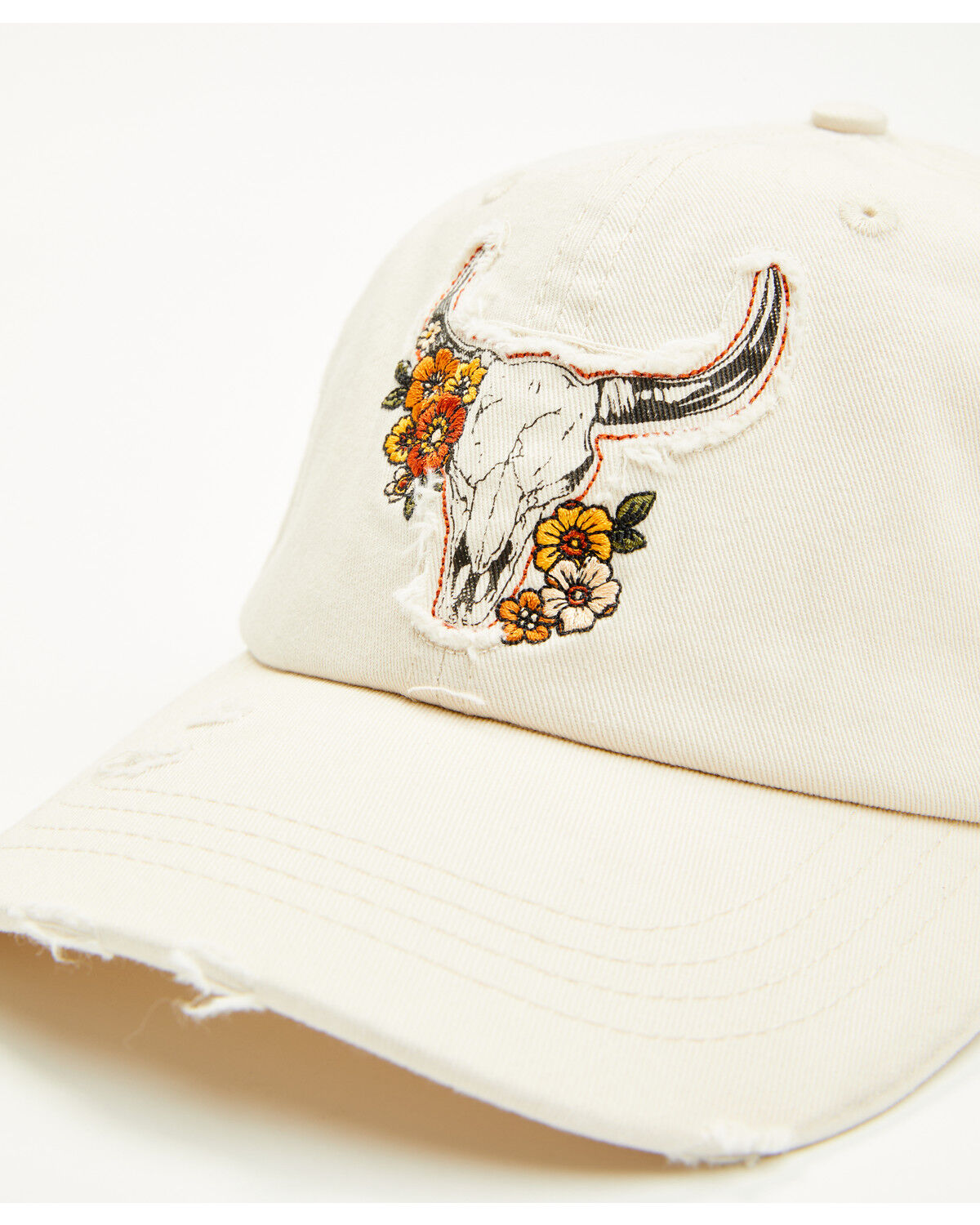 Image #2 - Shyanne Women's Floral Longhorn Ball Cap, Ivory, hi-res
